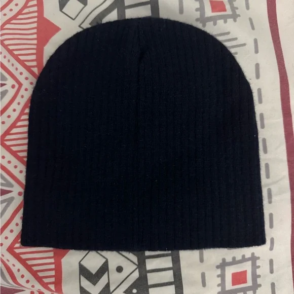 Classic Navy Blue Ribbed Beanie - Picture 2 of 2